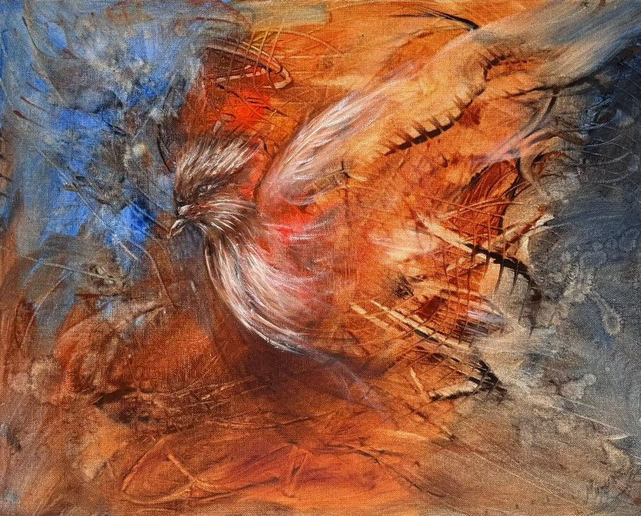 Phoenix, oil on wood panel, 33 × 41 cm, by marmar